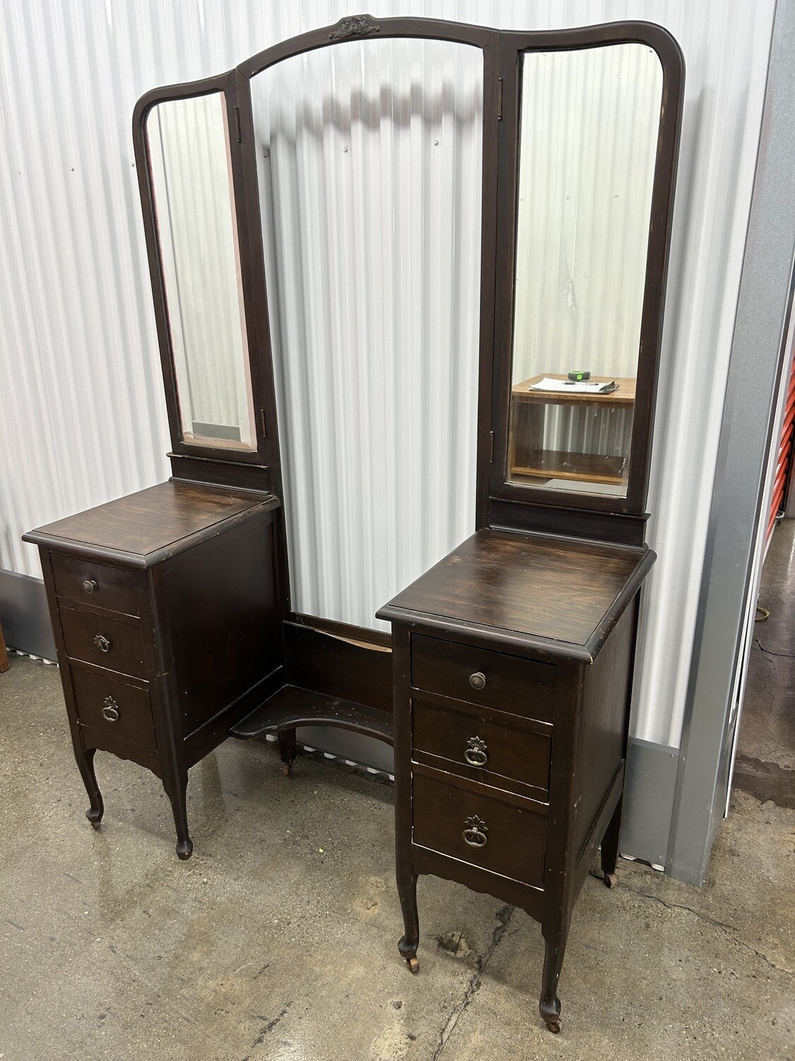 Antique Vanity, Tall Trifold Mirror 1247