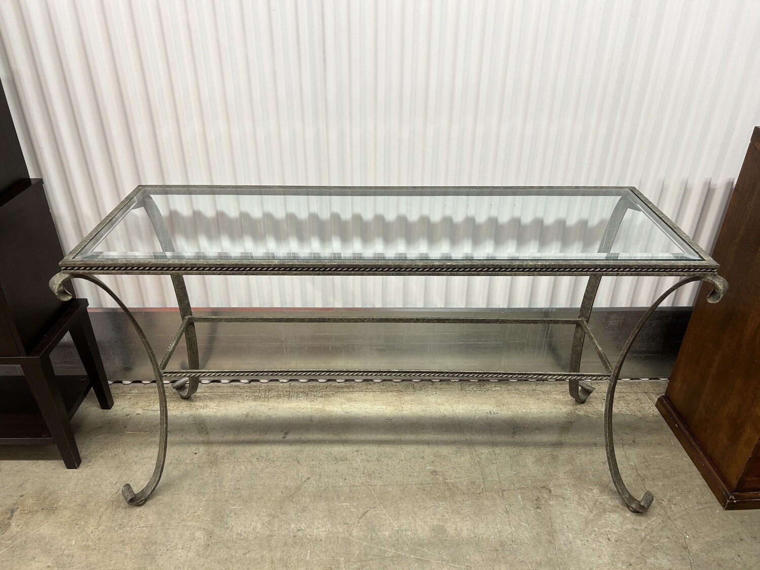 Silver-green Metal Console / Sofa Table #2126 ** 6 mos. to sell, 50% off