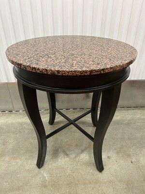 Round Black Metal Table, granite top, D'style #2124