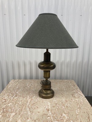 Table Lamp, dark green shade, brassy base #2213