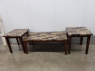3-piece Coffee, End Tables set, brown #2009