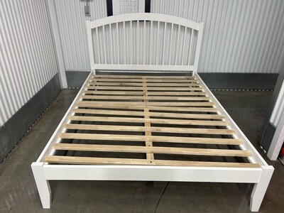 Queen Spindle headboard Platform Bed, white #2322