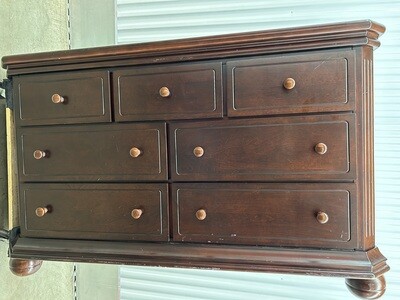 Dark brown Dresser, 7 drawers, ball feet #2322