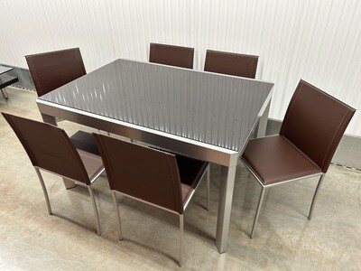 Calligaris Modern Chrome Dining Set, opens to 7.5 ft! #2124