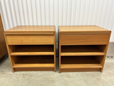 Pair: End/Night/Storage Tables, oak veneer, MATCHING PIECES #2009