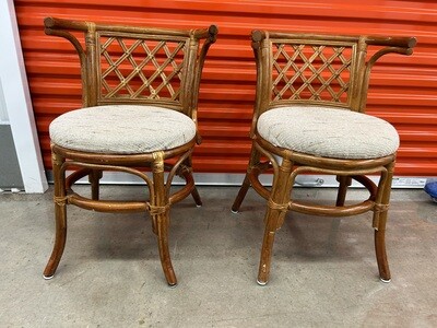 Pair: Vintage Bamboo & Cane Chairs #2126