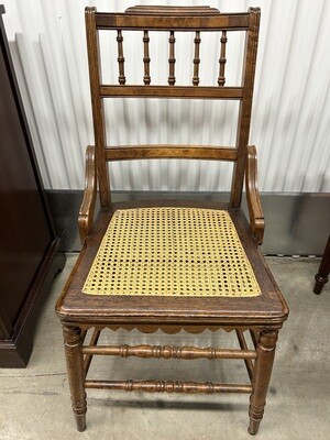 Antique Oak Chair w/ caned seat, nice! #2103