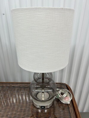 Table Lamp with smoked glass globes & USB #2314