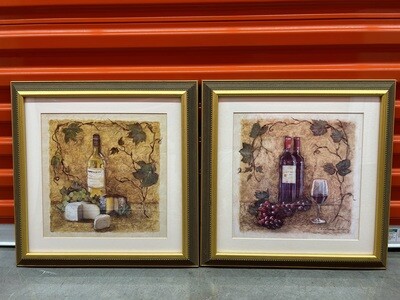 Pair: Framed Wine Time Prints #2133