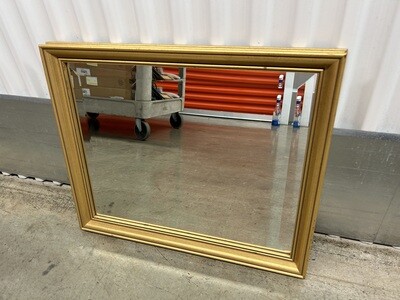 Mirror, gold frame, beveled glass 22x19H #2186