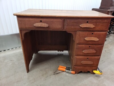 Vintage Oak Student Desk, needs work #2322