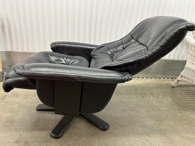 Black Leather Lounge Chair, swivels #2103