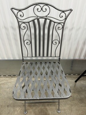 Folding Wrought Iron Bistro Chair, silver #2133
