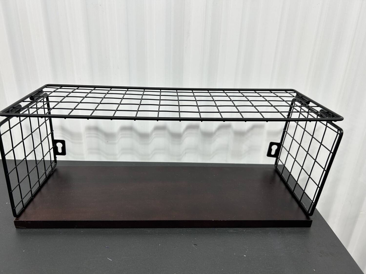 Wire Grid with Wood Wall Shelf #2314 ** moved to family 4/25/24