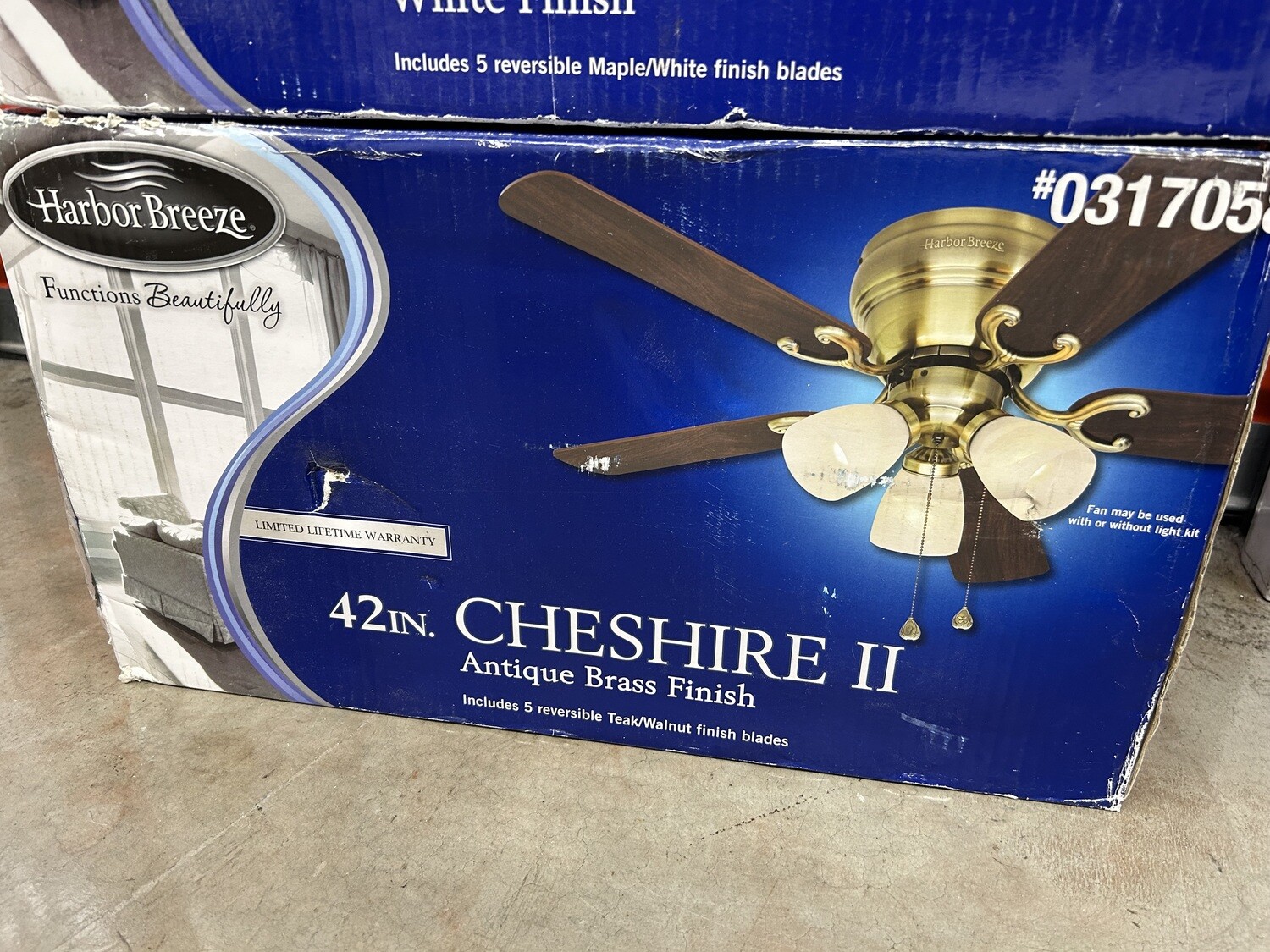 New! Hampton Bay 42" Antique Brass Ceiling Fan & brace kit 2314 ** 3