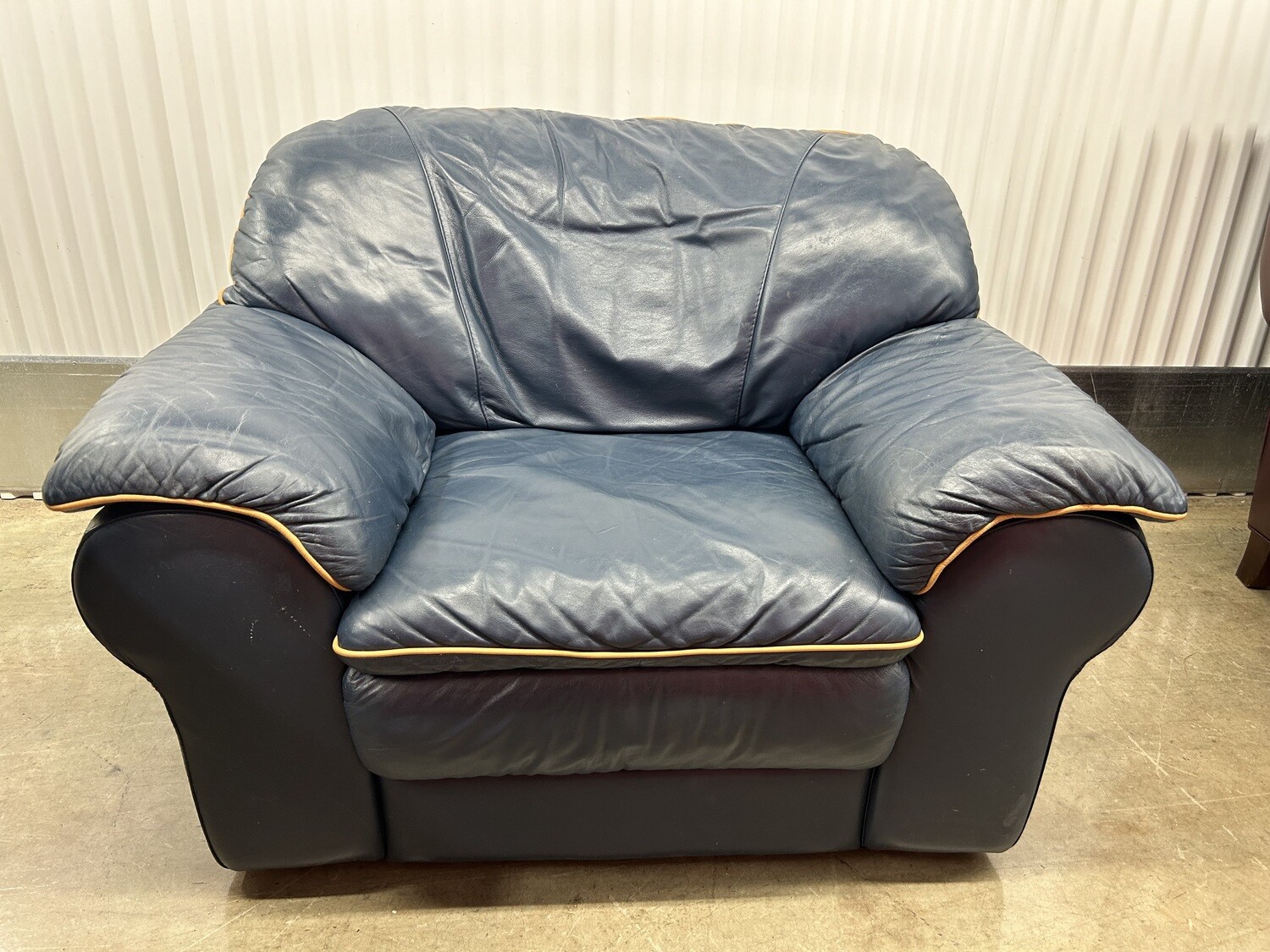 Navy Blue Leather Arm Chair #2118