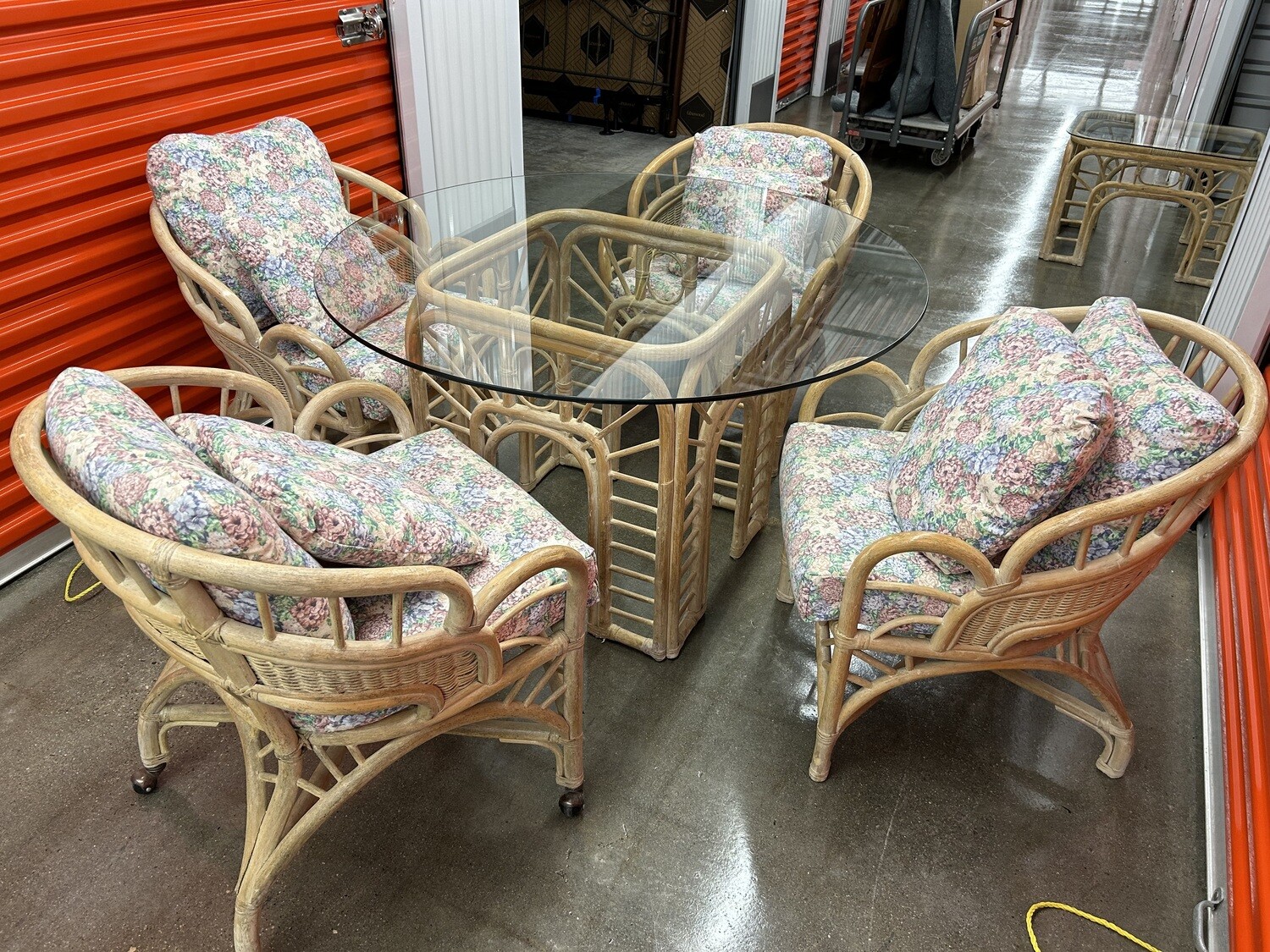 Beautiful Rattan Table & Chair set, custom cushions #1148