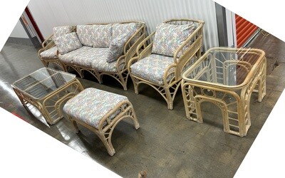 Beautiful Rattan Sofa, Chairs & Tables set, custom cushions #2133, 2214