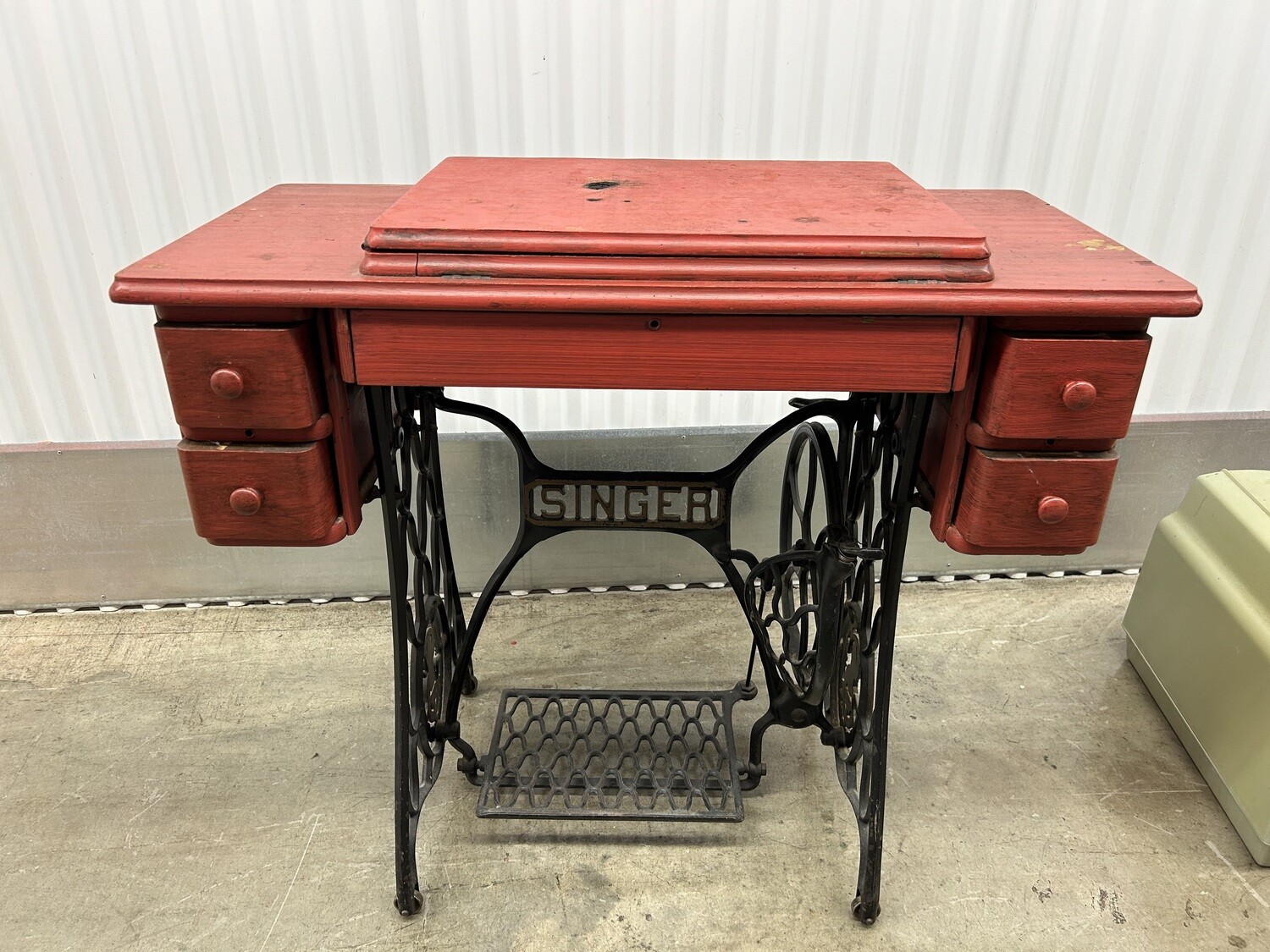 Antique Treadle Sewing Cabinet, vintage Kenmore portable machine #2009