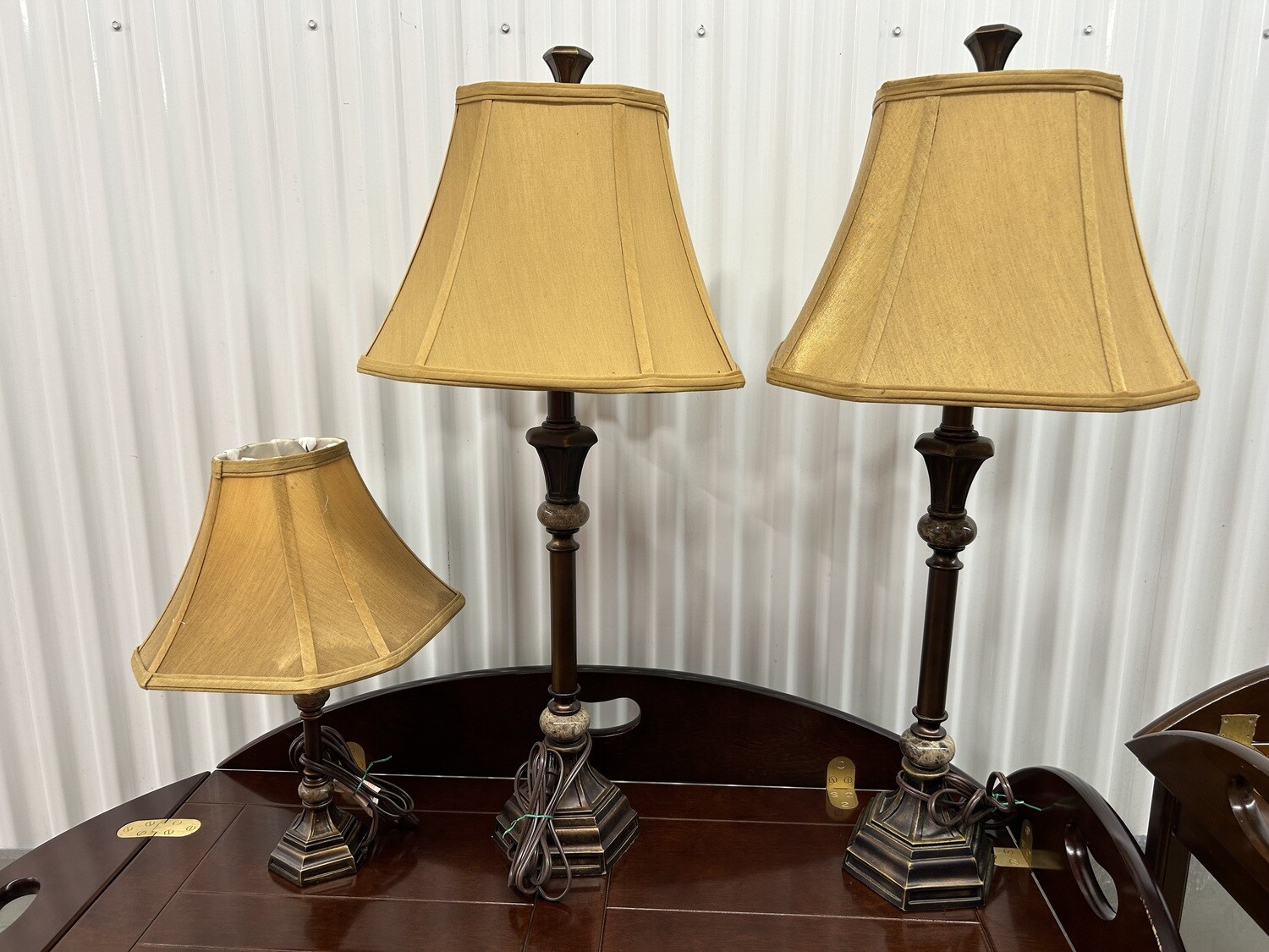Set of 3 Lamps, marble trim #2213