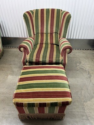 Striped Accent Chair w/ Ottoman #2124