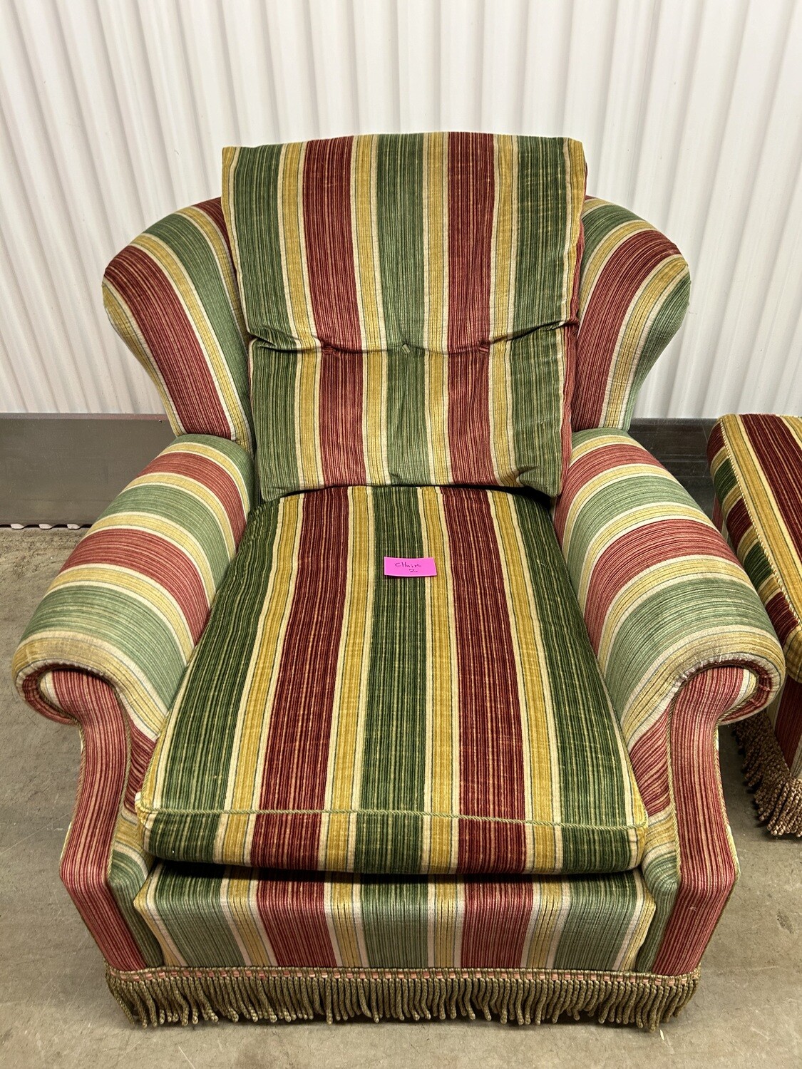 Striped Accent Chair, fringe bottom #2124