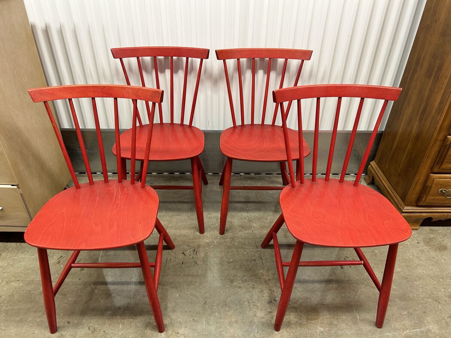 Set of 4 Danish Dining Chairs, red #2114