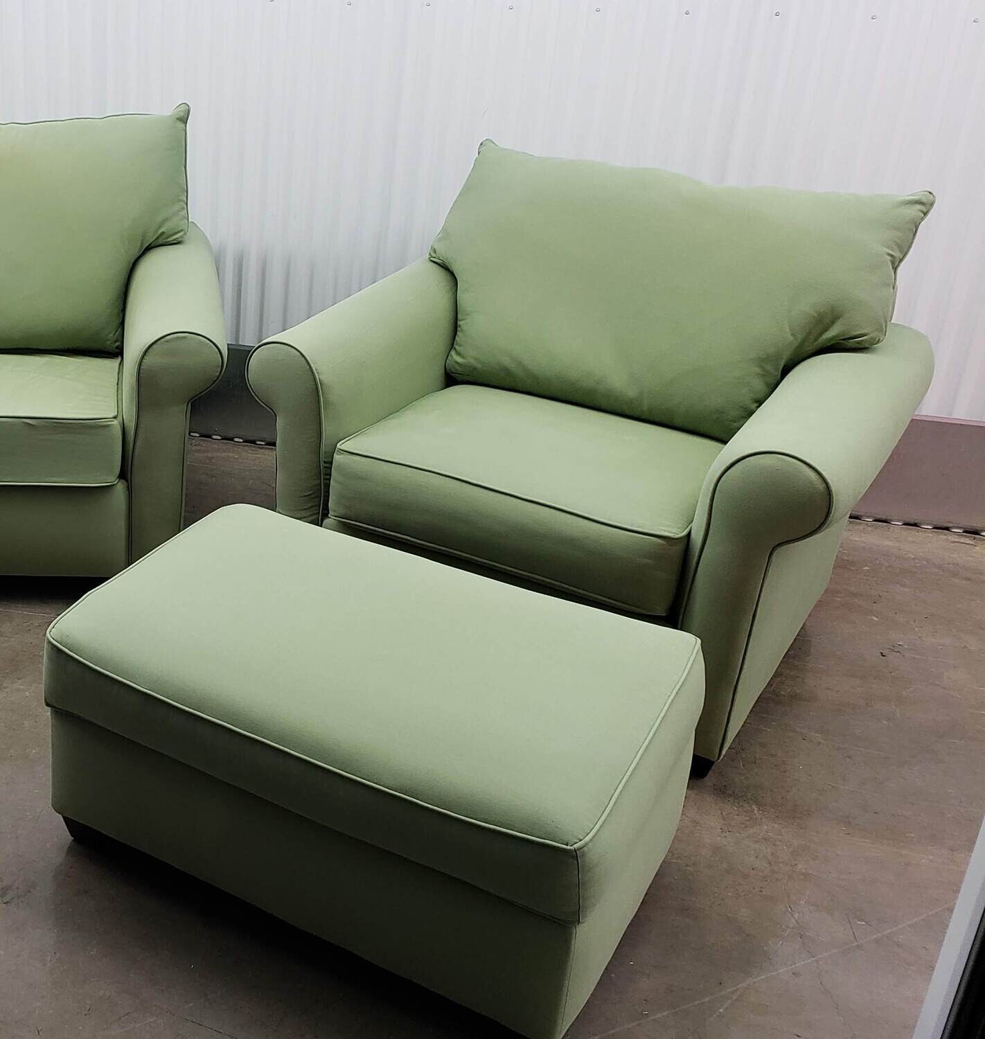 Allan White Arm Chair & Ottoman, light green #2322