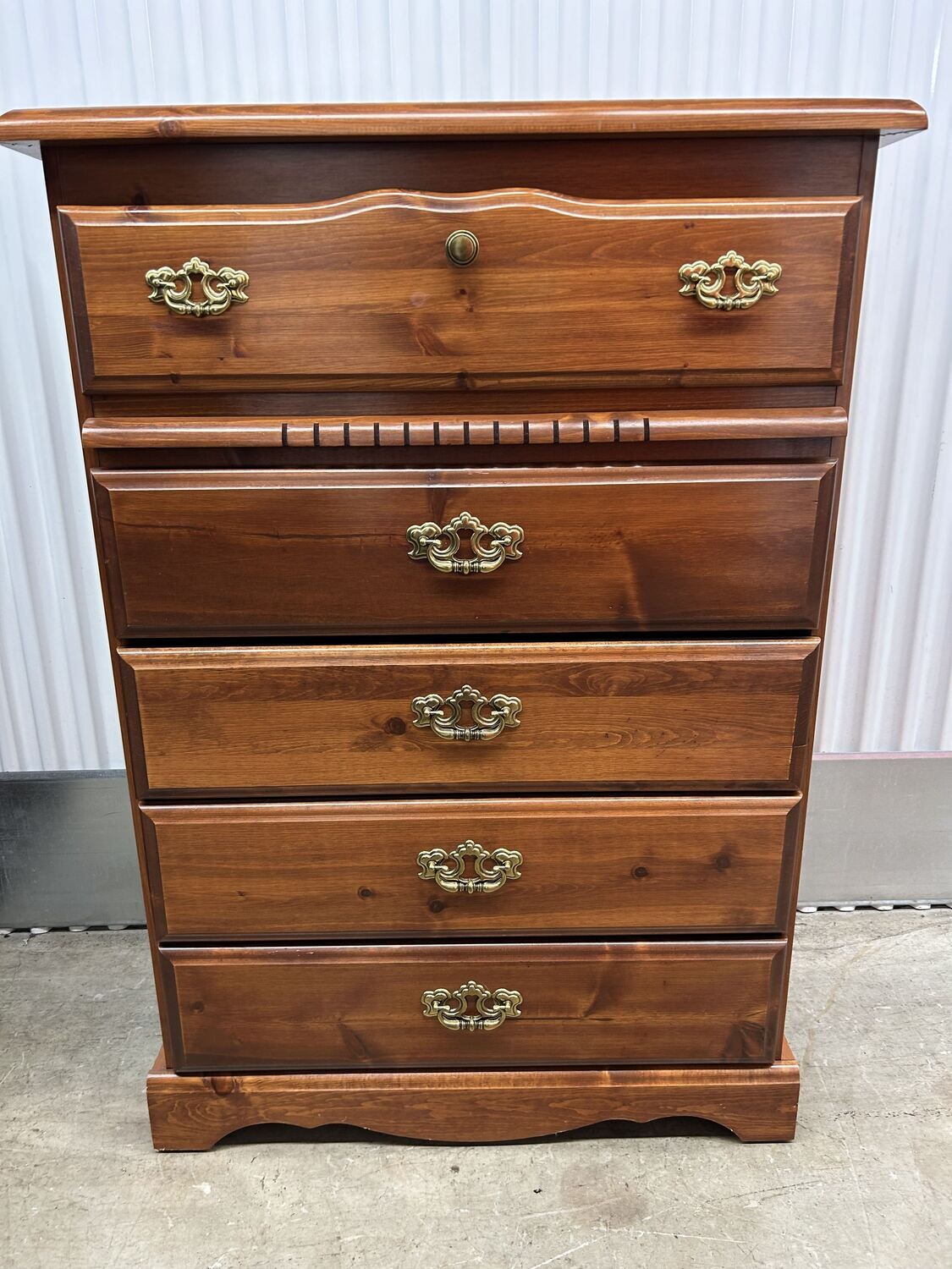 5-drawer Tall Dresser, knotty wood #2133