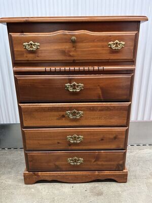 5-drawer Tall Dresser, knotty wood #2124