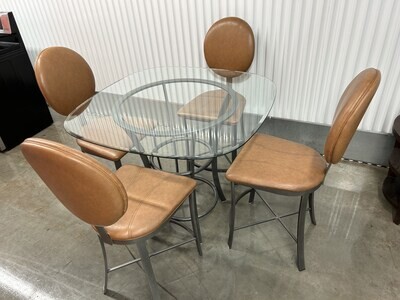 Modern High-top Table, 4 faux-leather chairs #2324