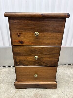 3-drawer Nightstand, pine, gold knobs #2103