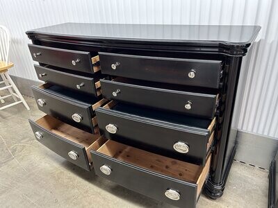 Low 8-drawer Black Dresser w/ 2 cedar drawers #2118
