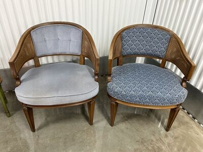 Vintage Barrel Chairs w/ woven backs, very nice condition #2009