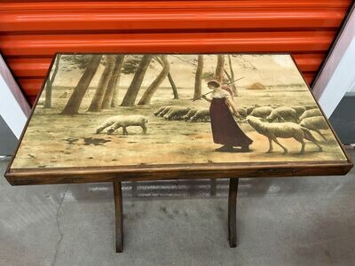 Vintage Folding Table, painting on top #2009