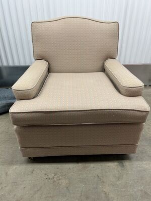 Like New! Extra-wide Swivel Arm Chair, tan w/blue, rose