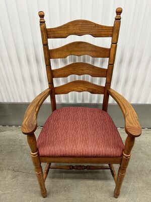 Vintage Oak Ladderback Chair, padded seat #2126