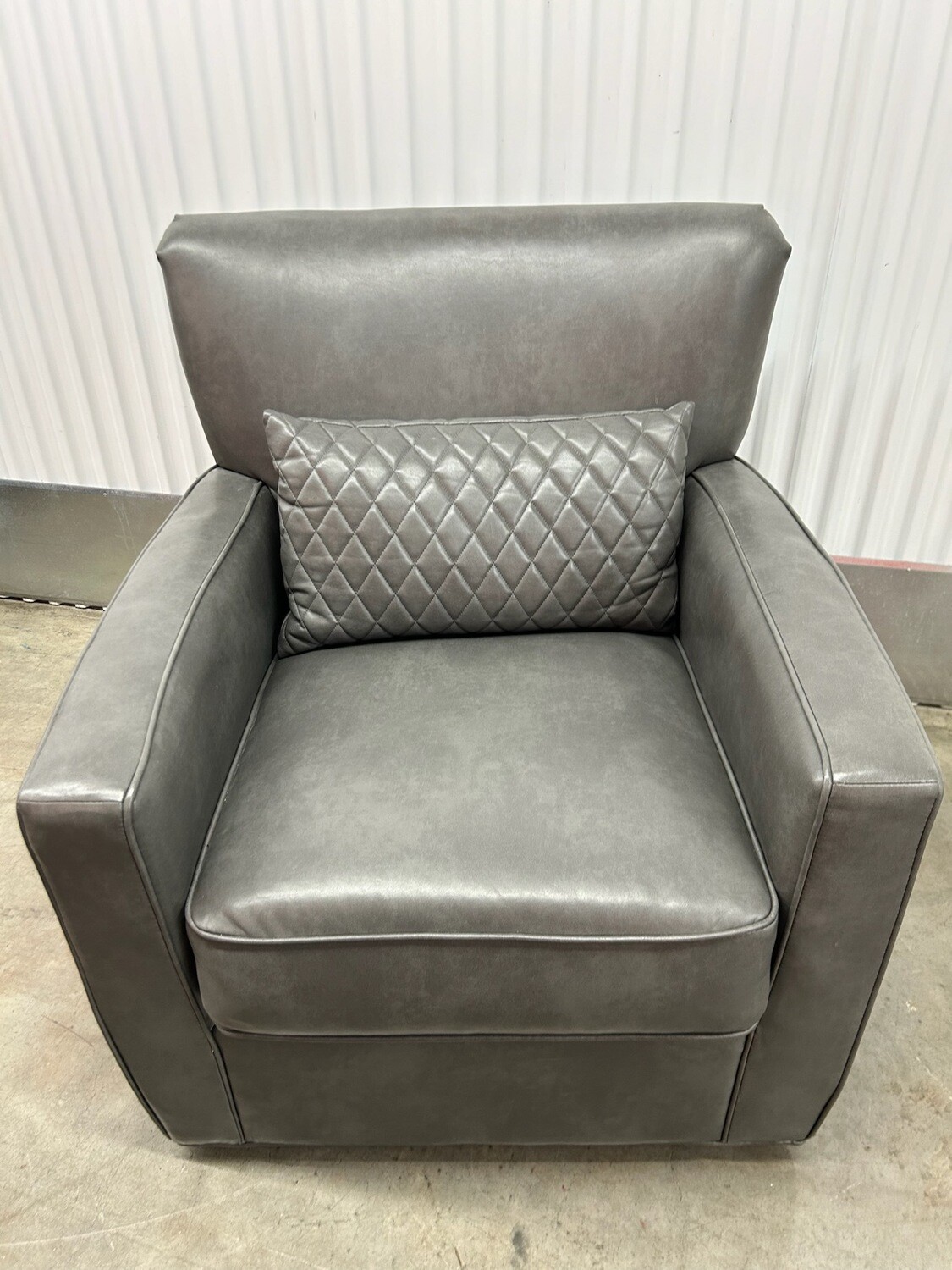 Gray Swivel Chair, faux leather #2213 ** 1 mo. to sell, full price