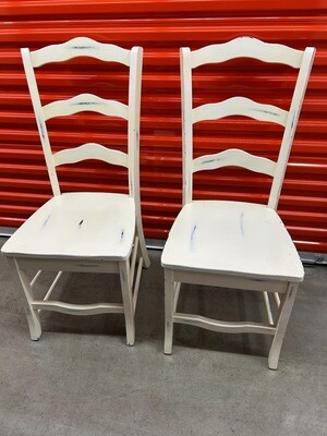 Pair of Distressed-look Kitchen Chairs, wood #2213