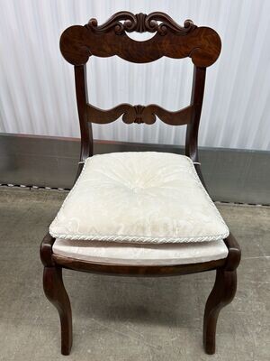 Ornate Wood Antique Accent Chair, w/ cushion #2009