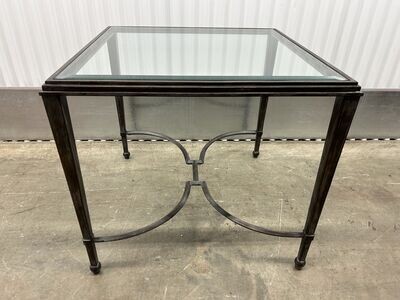 Metal Frame End Table, glass top #2133