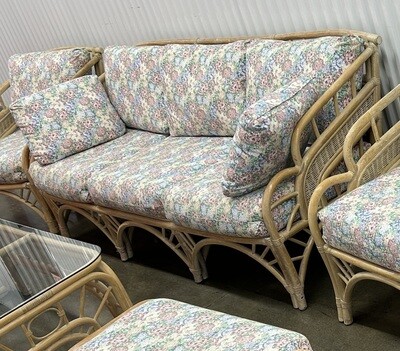Beautiful Rattan Sofa & Coffee Table, custom cushions #2133, 2214