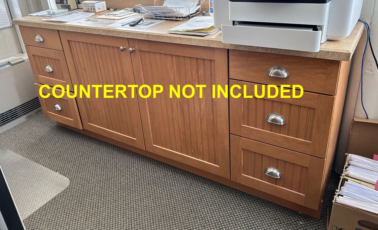 "Beadboard" Base Cabinets, 7 ft length, multi-use, solid wood, soft close (36-38) #1267, 1048 ** 10 days to sell, full price