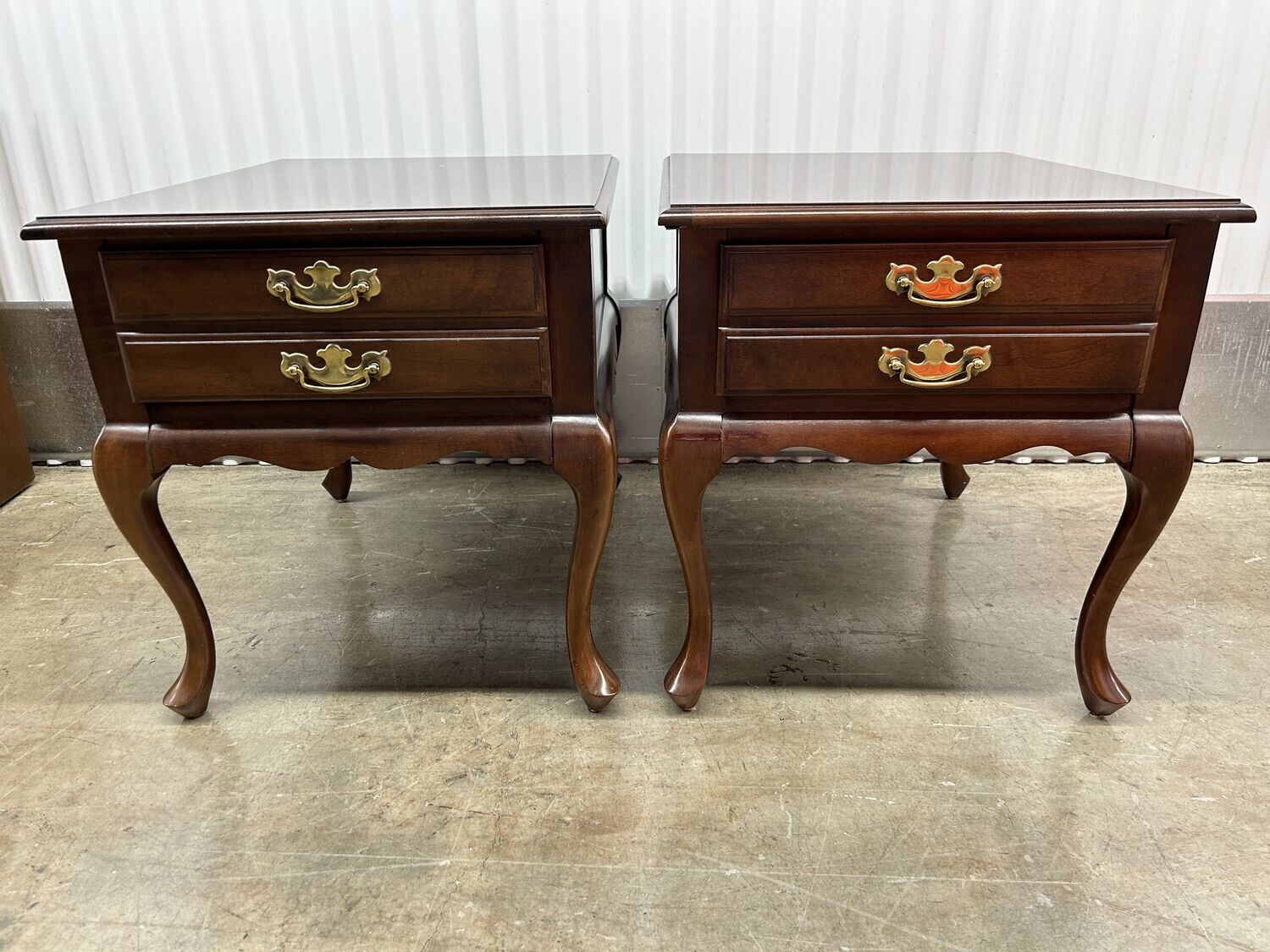 Pair Queen Anne style End Tables, cherry finish #2118 ** 3 wks. to sell, full price