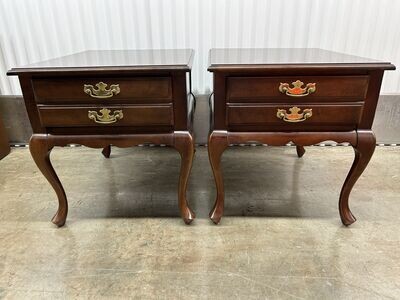 Pair Queen Anne style End Tables, cherry finish #2118