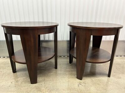 Matching Round End Tables, dark brown #2124