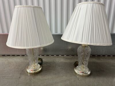 Pair Table Lamps, clear glass base #2124