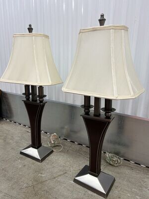Pair Table Lamps, modern style black base #2213