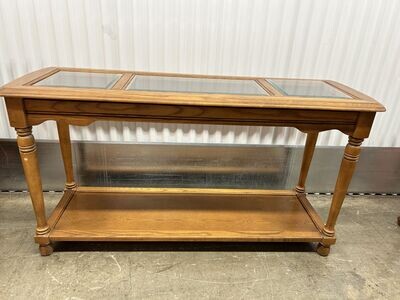 Oak Sofa Table, glass top #2103