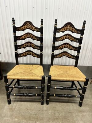 Beautiful Ladderback Chairs (2), stenciled design #2124